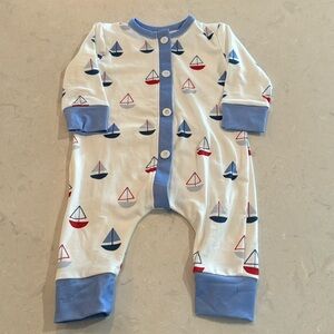 Sugar Bee One Piece Baby Boy's Outfit Sailboats Size 6 Months